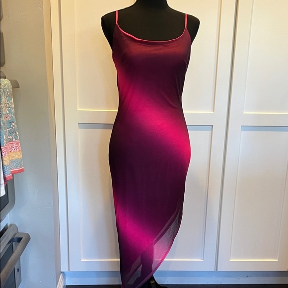Ombré Pink Midi Slip Dress - Picture 1 of 6